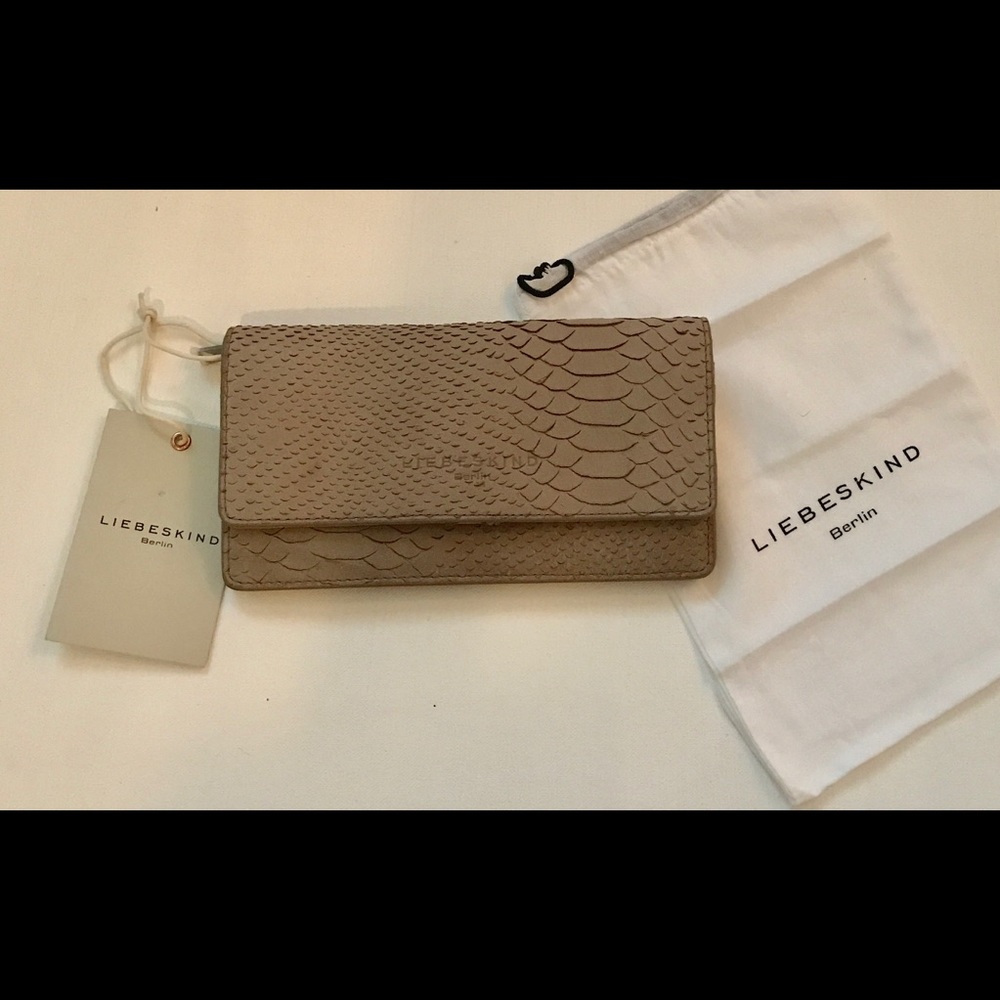 Liebeskind hand cut python tan wallet!